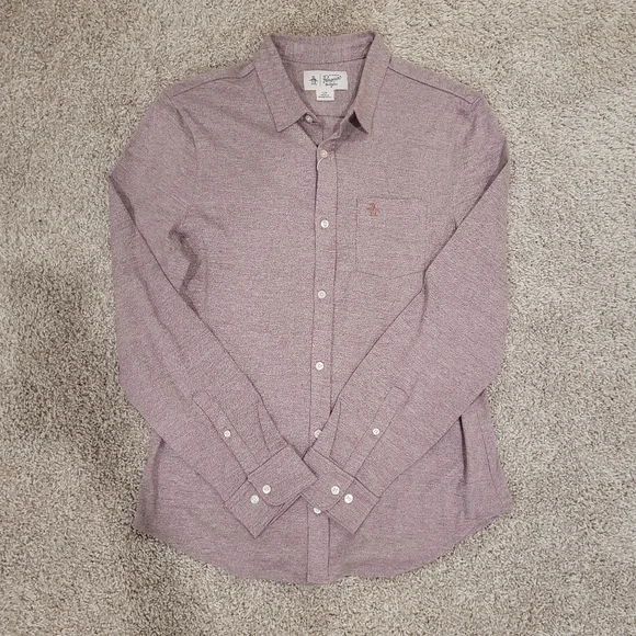 Penguin Men's Plum Wine Long Sleeved Shirt - Picture 3 of 10